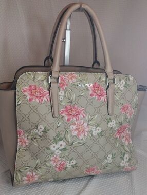 Nine West Floral Satchel in Pink and Beige